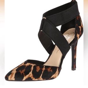 Jessica Simpson Black and Brown Leopard Heels